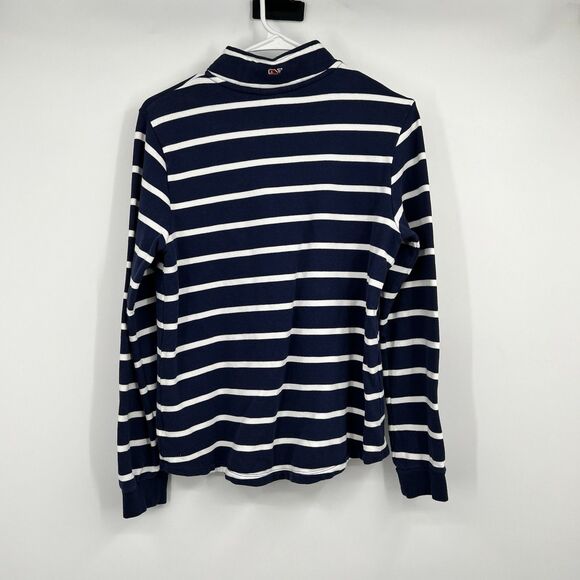 Vineyard Vines Womens 1/4 Zip Blue White Striped Coastal Nautical Small - Picture 4 of 10